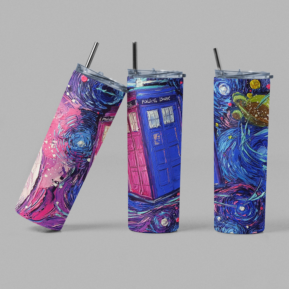 Insulated Tumbler - Blue Pink Police Box