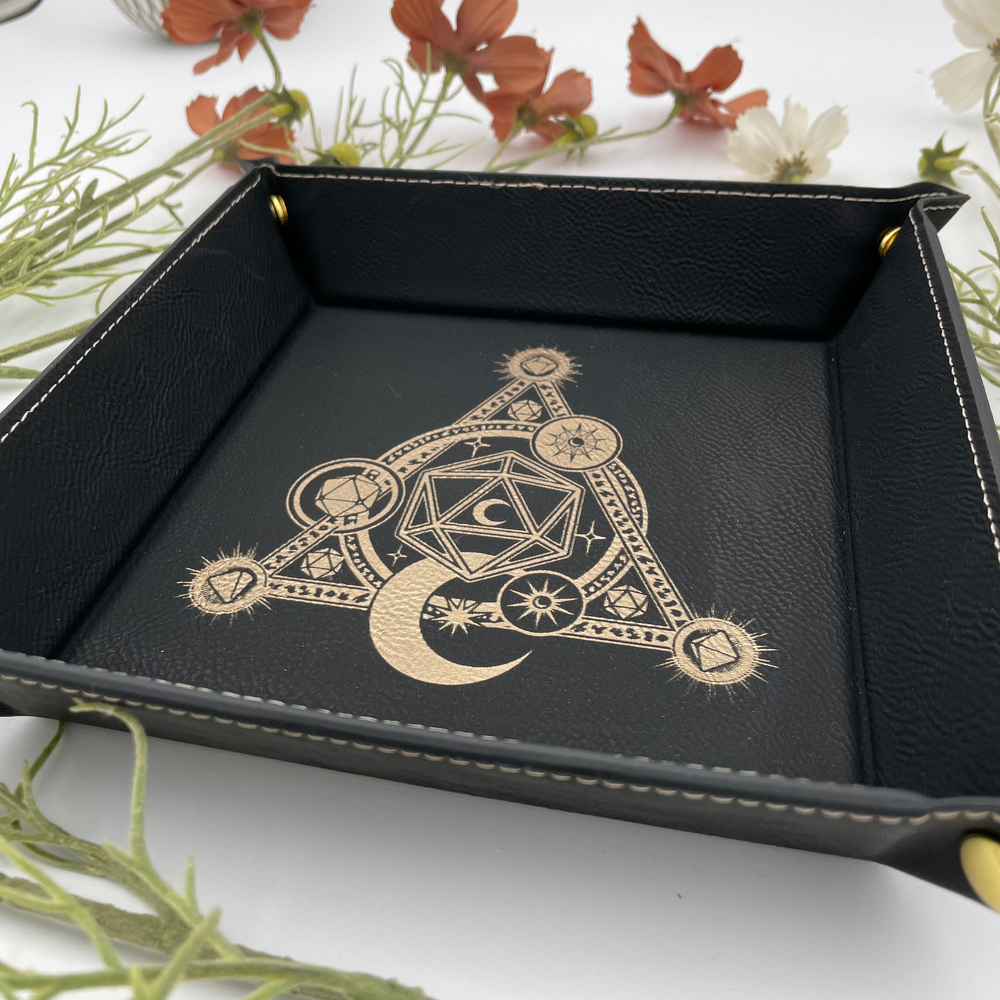 Vegan Leather Dice Tray - Moon Magic
