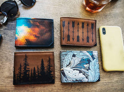 Leather Wallet - Praying Skeleton (Gray)