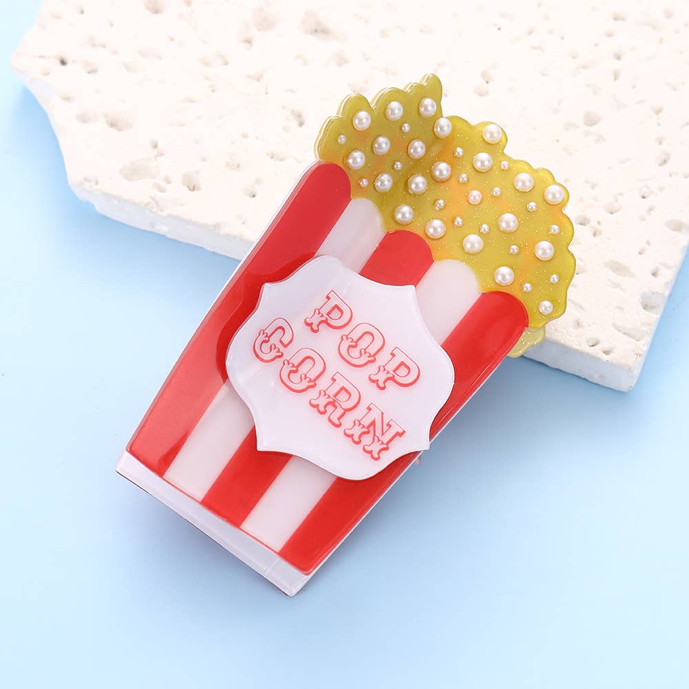 Hair Clip - Cartoon Popcorn
