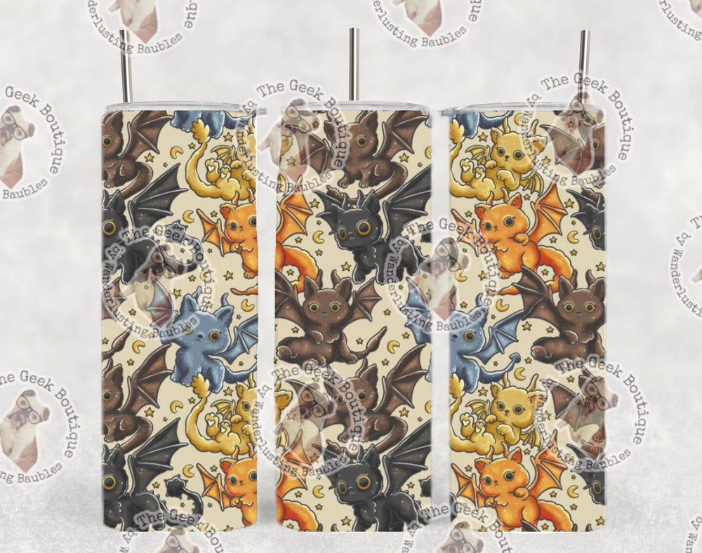 Insulated Tumbler - Bookish Cat Dragons
