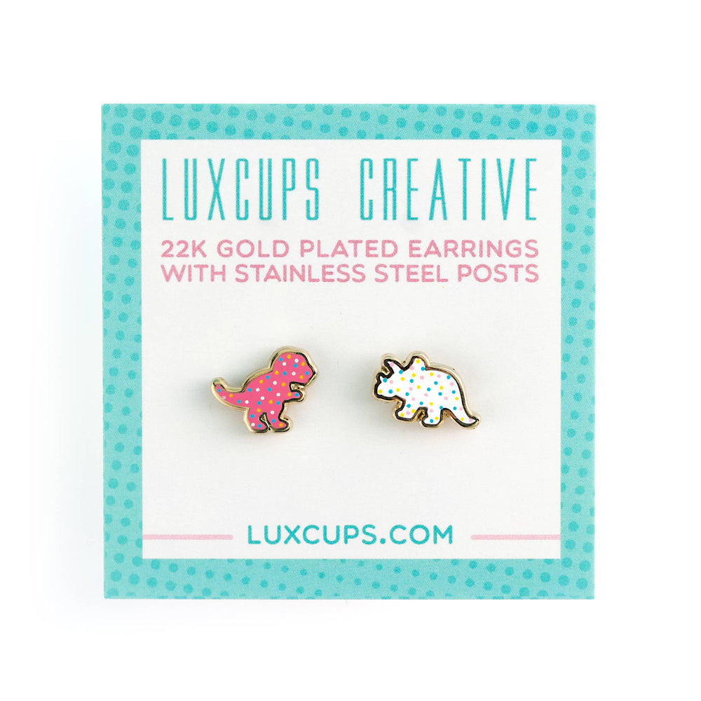 Enamel Earrings - Dino Cookie II