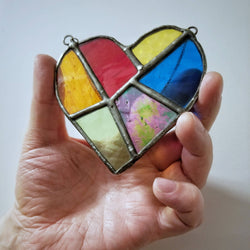 Stained Glass Suncatcher - Rainbow Heart