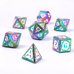 Metal RPG Dice Set - Sorcerer Class (Rainbow w/White)
