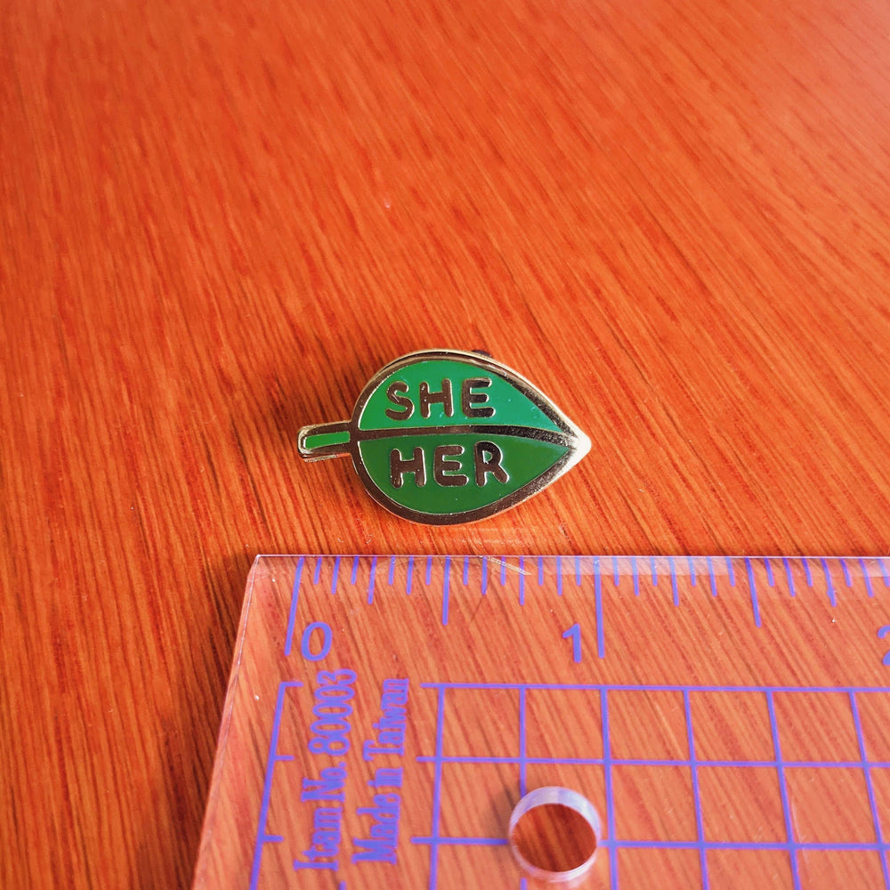 Enamel Pin - Pronoun Leaf (She/They)