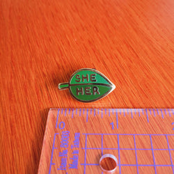 Enamel Pin - Pronoun Leaf (She/They)