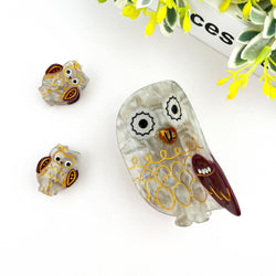 Hair Clip - Gray Owl