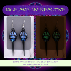 Chainmaille D20 Earrings - Clear Blue Shimmer