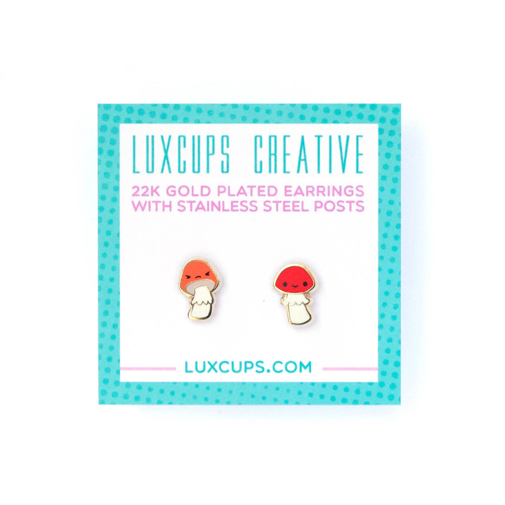 Enamel Earrings - Mushroom Friend