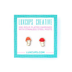 Enamel Earrings - Mushroom Friend