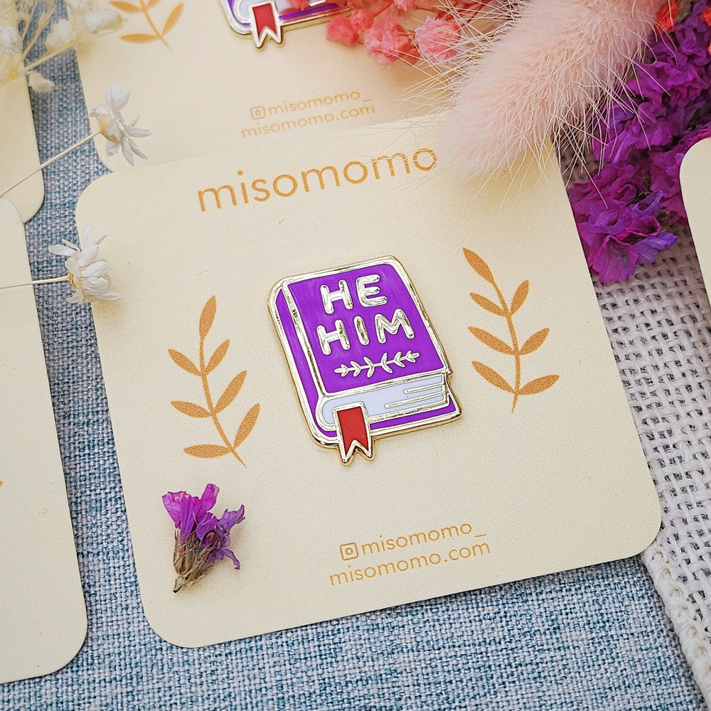 Enamel Pin - Pronoun Book  (He/Him)