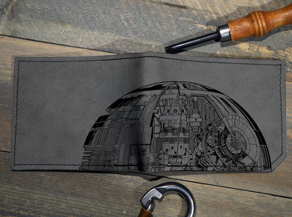 Leather Wallet - Death Star (Gray)