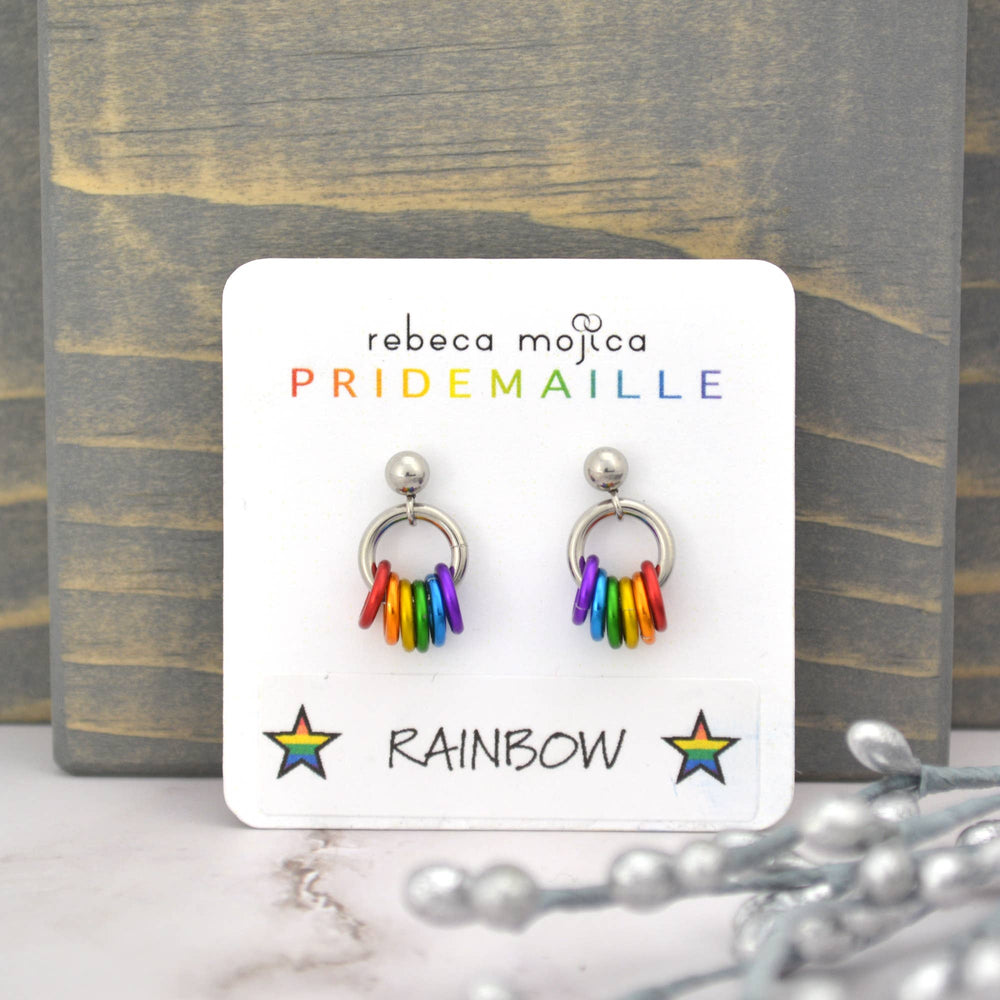 Pridemaille Tiny Hoop Earring - LGBTQ Rainbow