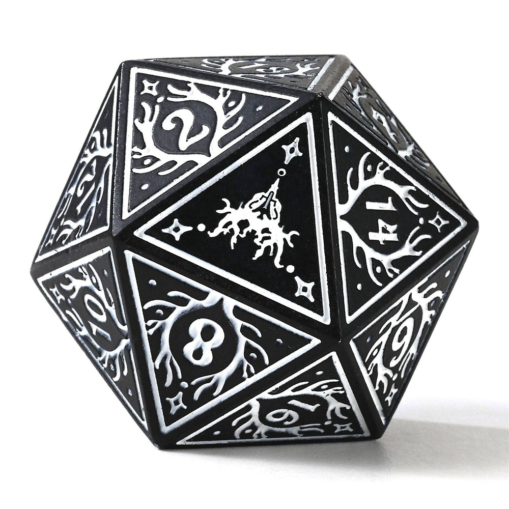 Metal RPG Dice Set - Druid Black & White