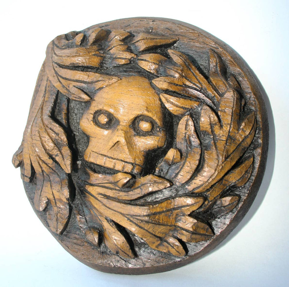 Reproduction Medieval Carving - Green Man Skull