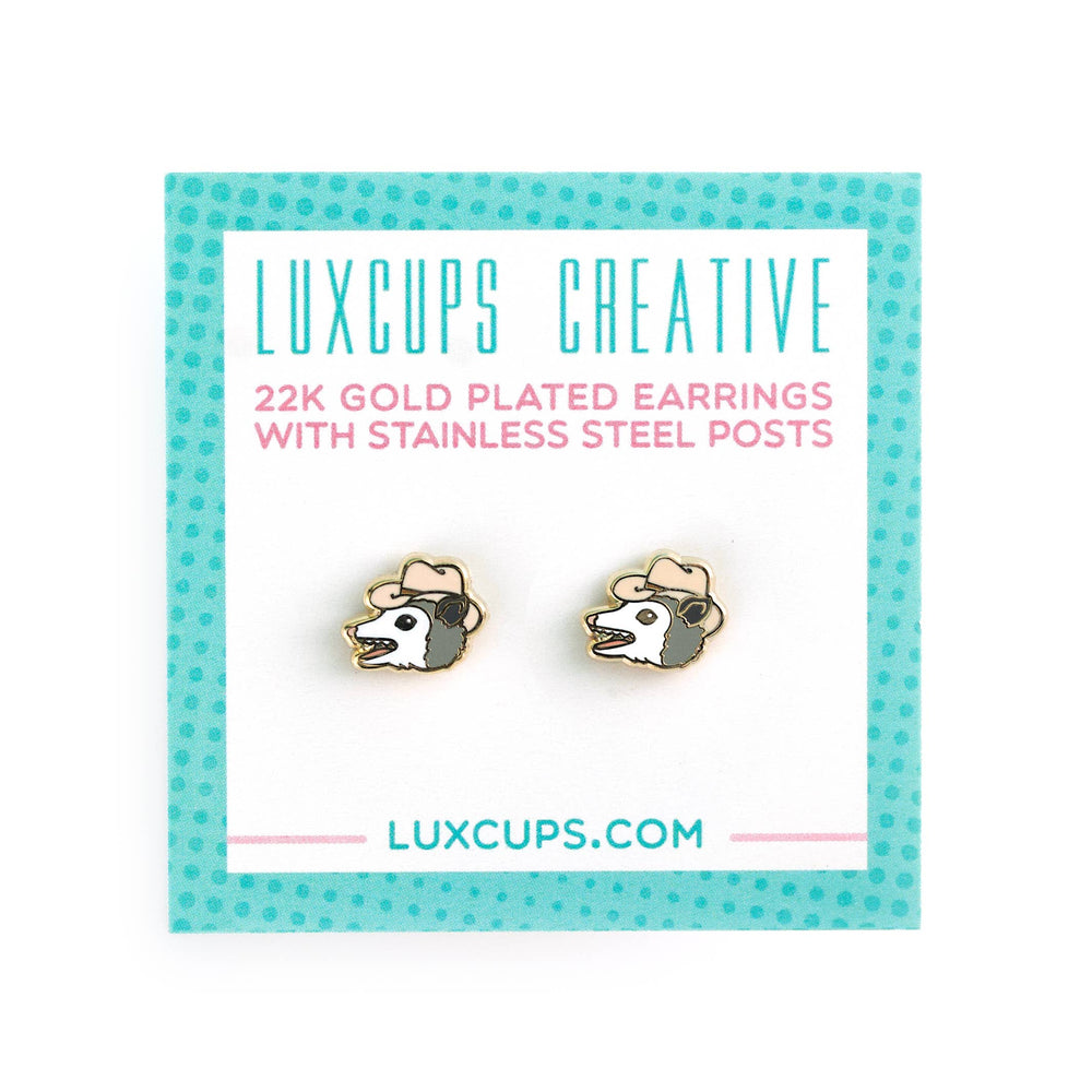 Enamel Earrings - Possum