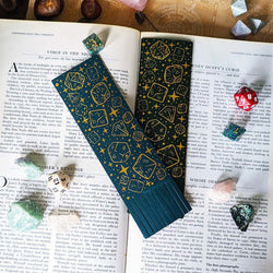 Dice Bookmark: Vegan Leather & Gold Foil - Textured Blue