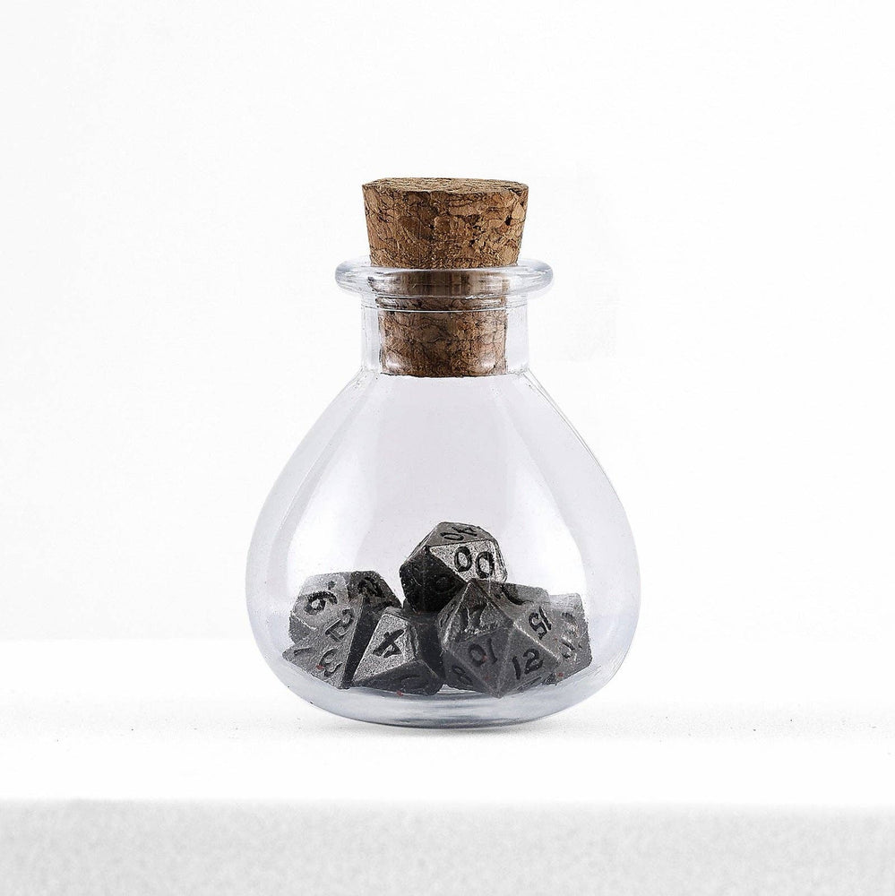 Mini Metal RPG Dice Set  - Unseelie Bottle (Ancient Silver)