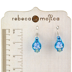 Chainmaille D20 Earrings - Clear Blue Shimmer