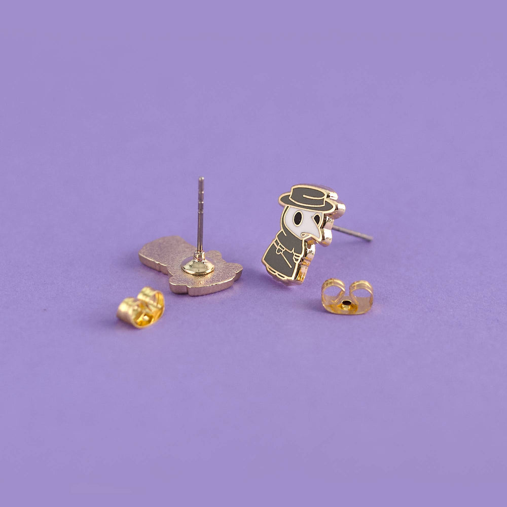 Enamel Earrings - Plague Doctor