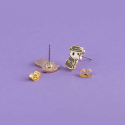 Enamel Earrings - Plague Doctor