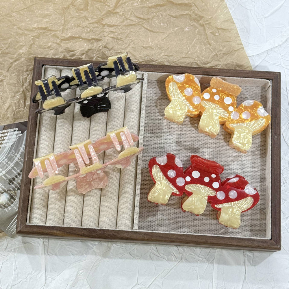 Hair Clip - Colorful Triple Mushroom