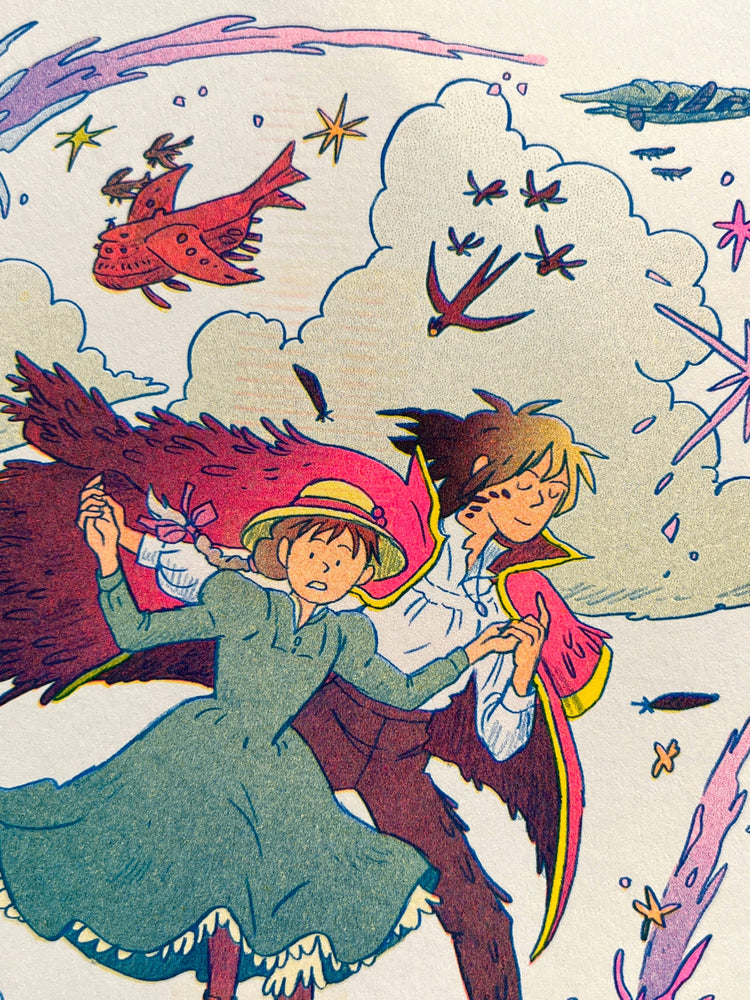 Riso Print - Howl's Moving Castle