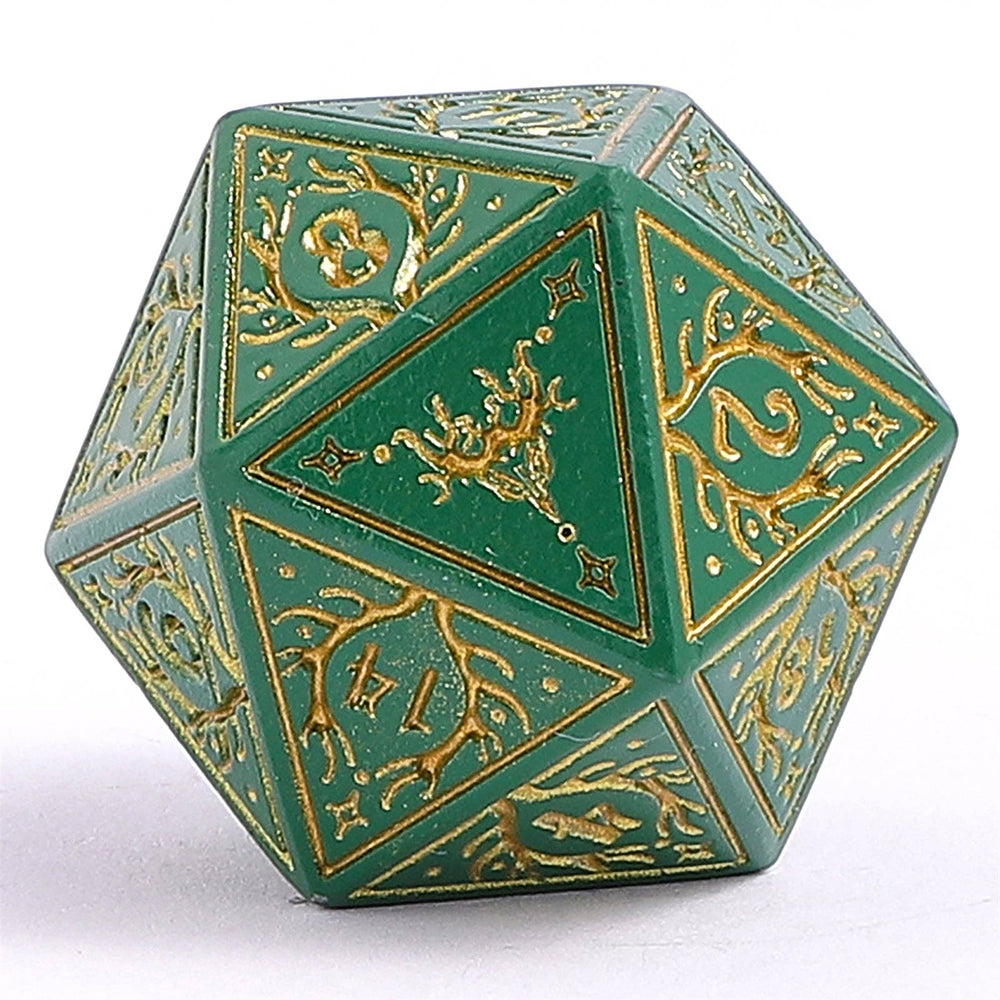 Metal RPG Dice Set - Druid Green & Gold