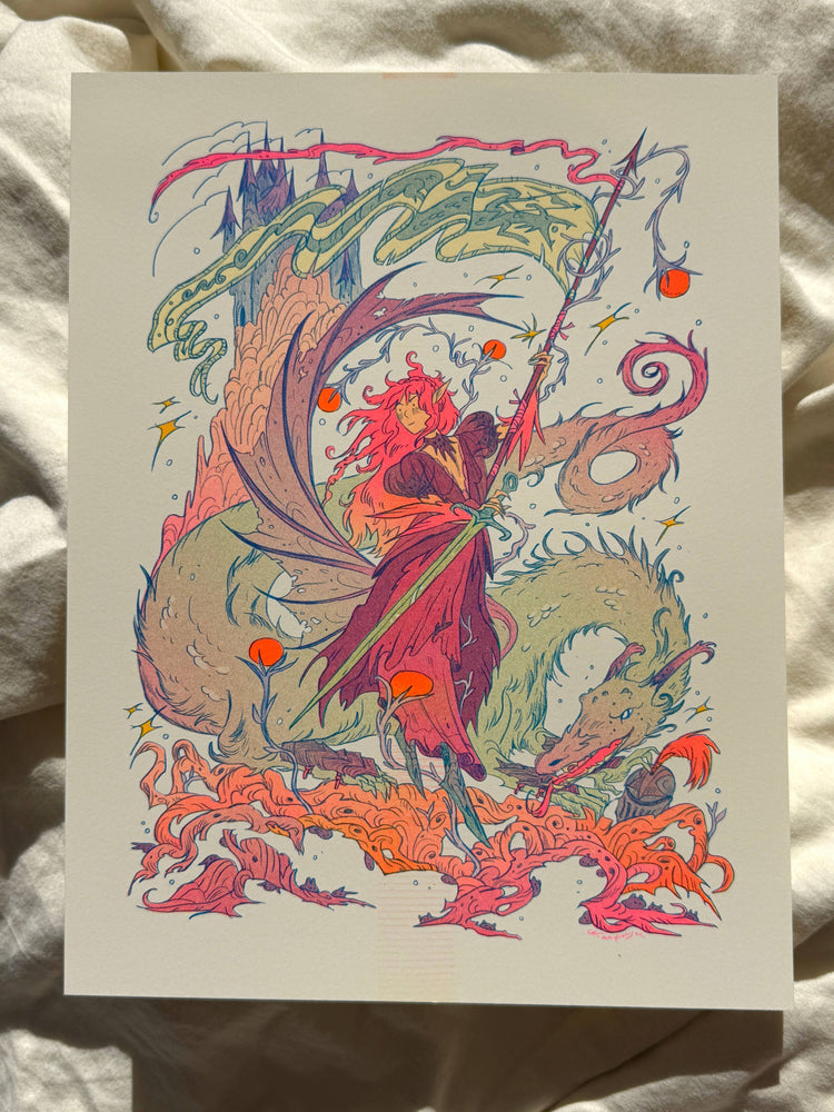 Riso Print - Dragon Warrior