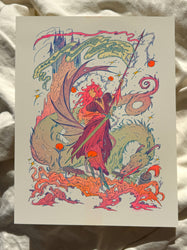 Riso Print - Dragon Warrior
