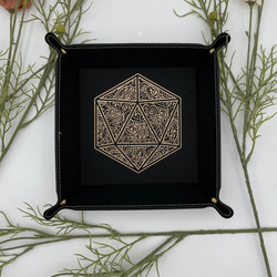 Vegan Leather Dice Tray - Gilded D20