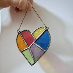 Stained Glass Suncatcher - Rainbow Heart