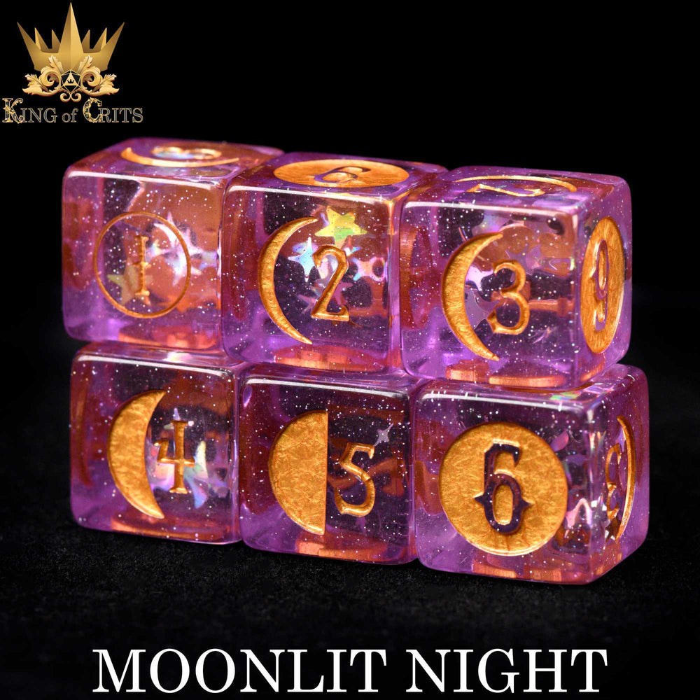 King of Crits Dice Set - Moonlit Night (12-Piece)