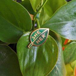 Enamel Pin - Pronoun Leaf (She/Her)