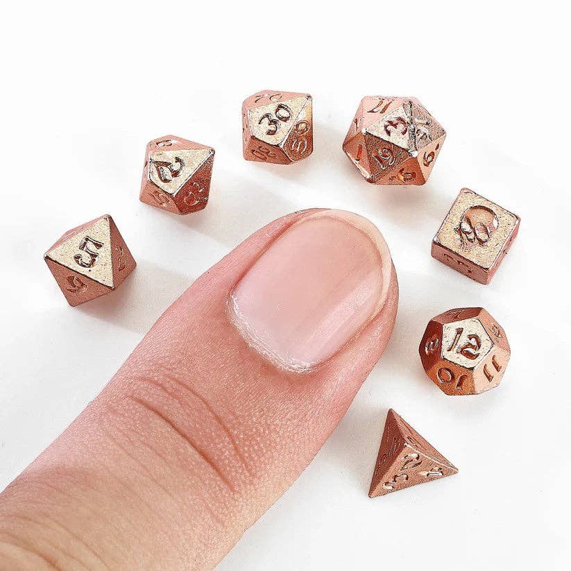 Mini Metal RPG Dice Set - Unseelie Bottle (Rose Gold)