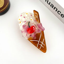 Hair Clip - Cherry Ice Cream