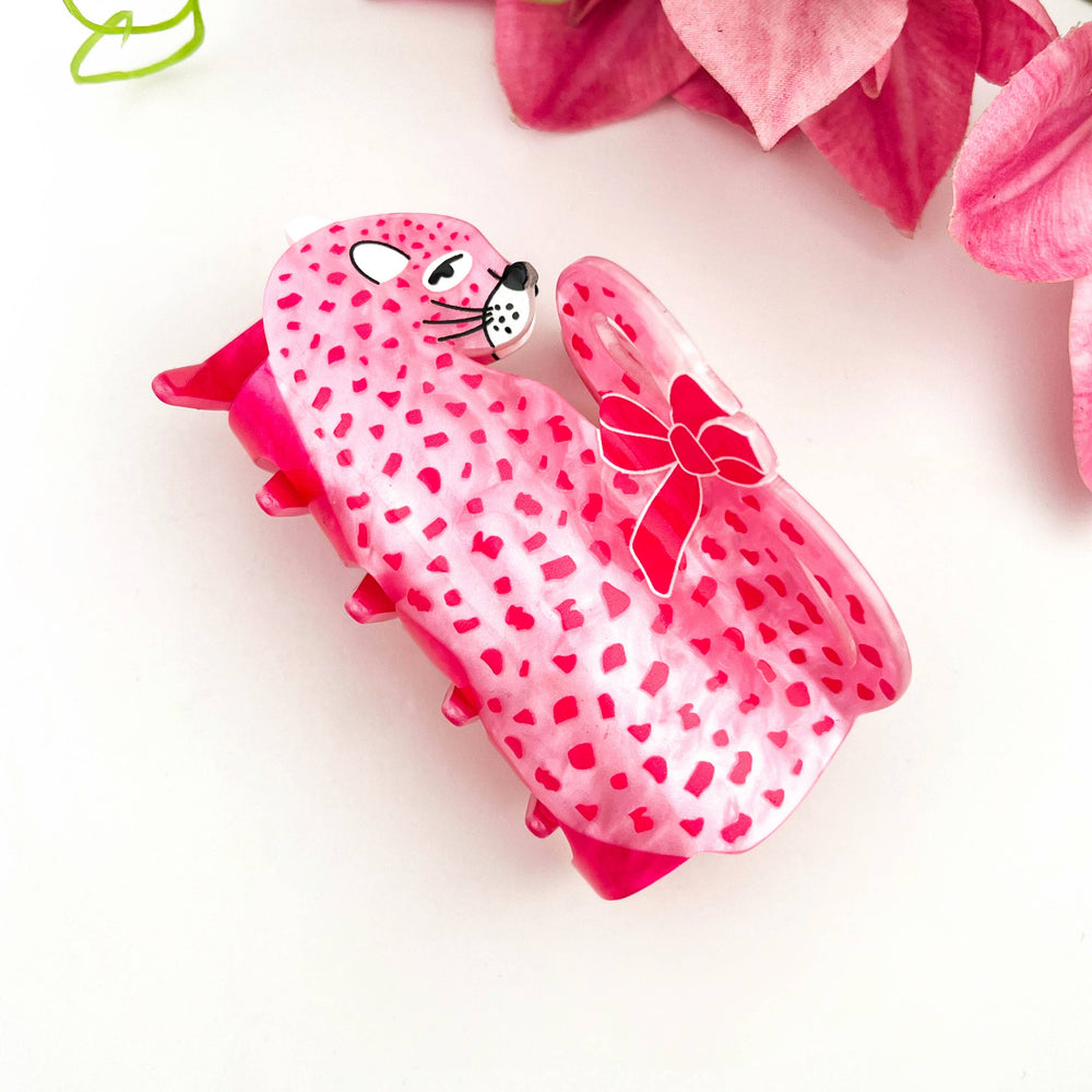 Hair Clip - Pink Leopard Bow