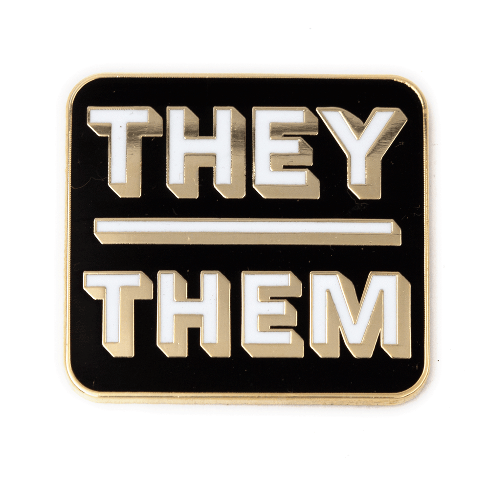 They Them Pronouns Block Enamel Pin