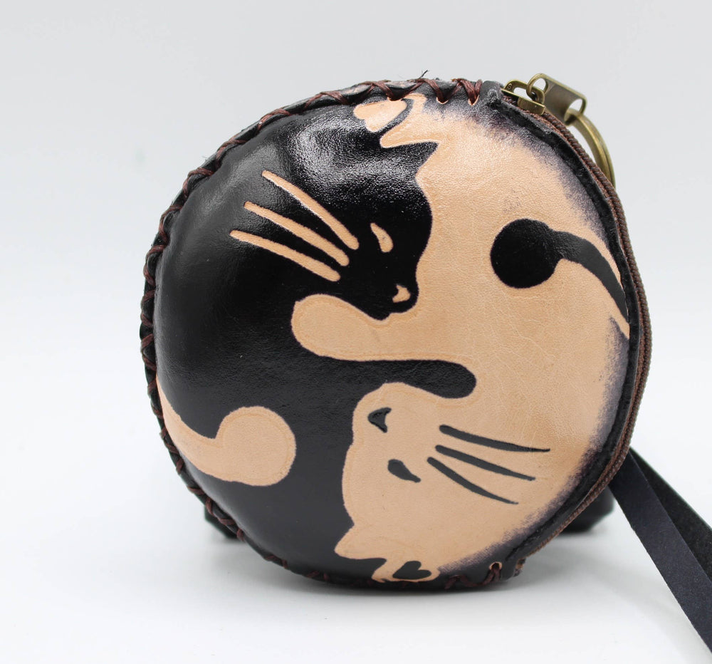 Leather Wristlet - Yin Yang Cat