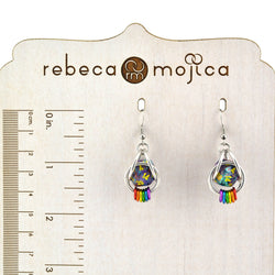 Chainmaille D20 Earrings - Rainbow Pride