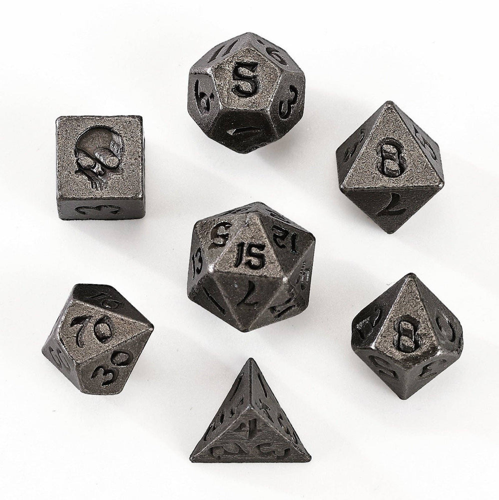 Mini Metal RPG Dice Set  - Unseelie Bottle (Ancient Silver)