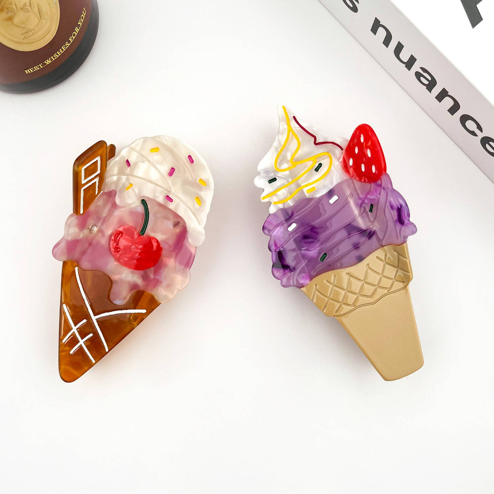 Hair Clip - Cherry Ice Cream