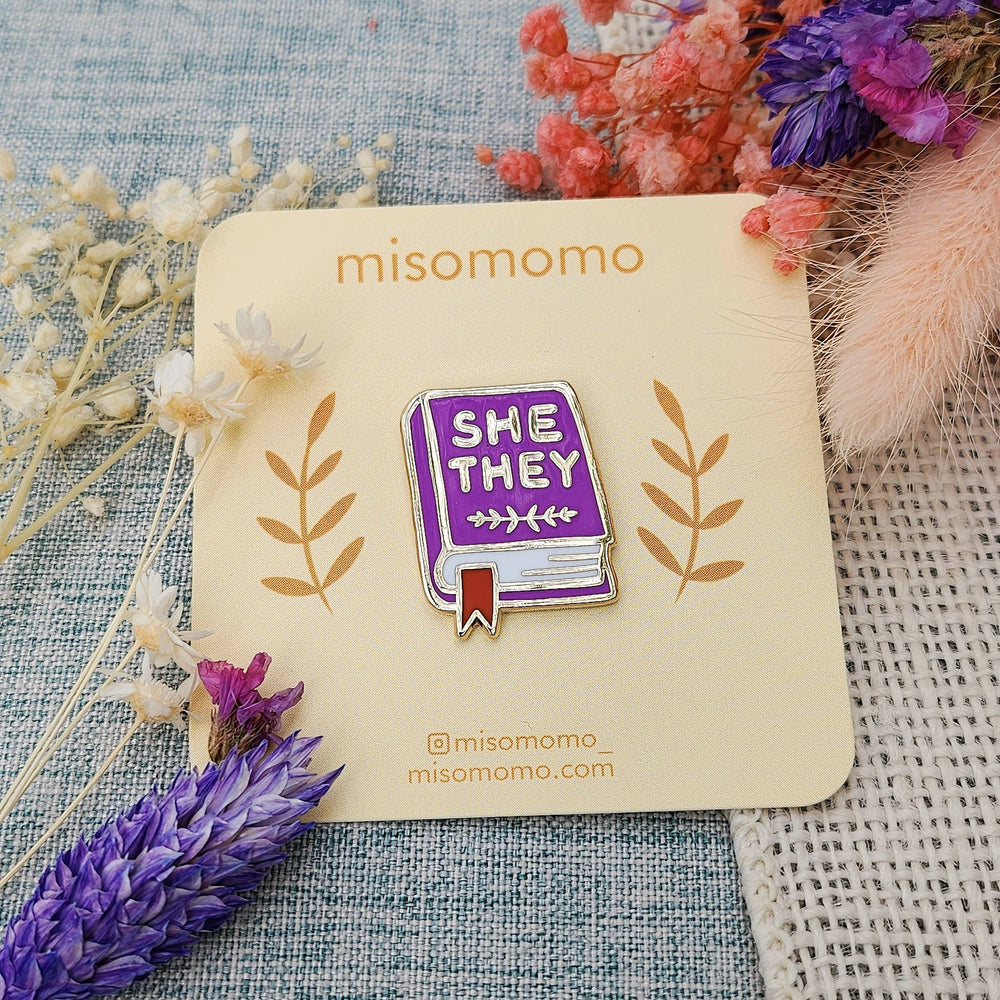 Enamel Pin - Pronoun Book (She/They)