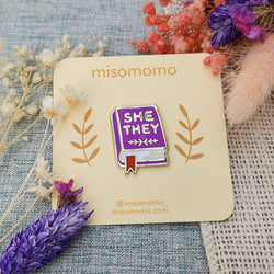Enamel Pin - Pronoun Book (She/They)