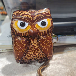 Leather Wristlet - Owl