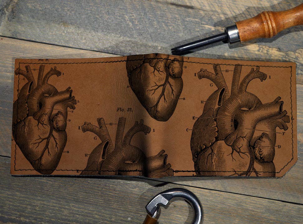 Leather Wallet - Anatomical Heart (Brown)