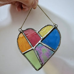 Stained Glass Suncatcher - Rainbow Heart