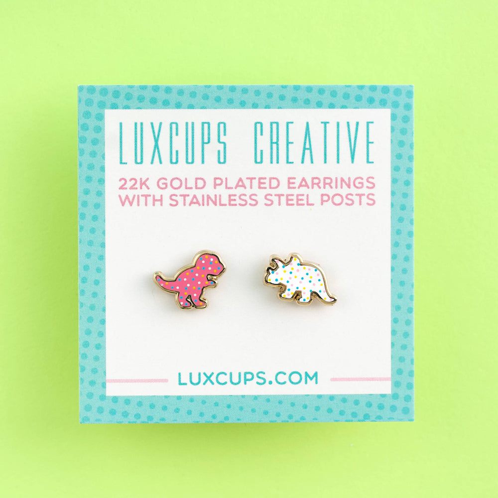 Enamel Earrings - Dino Cookie II