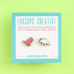 Enamel Earrings - Dino Cookie II
