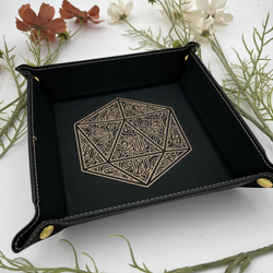 Vegan Leather Dice Tray - Gilded D20